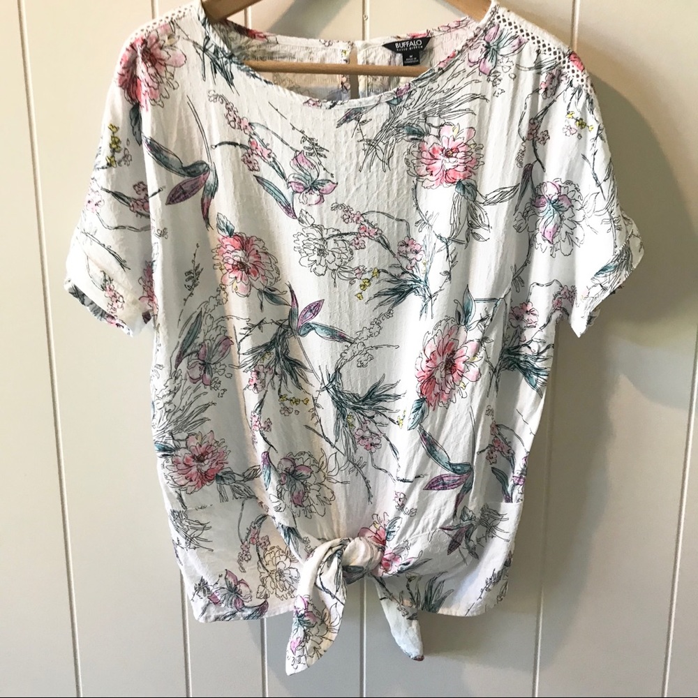 Buffalo David Bitton Floral Tie Front Shirt Medium
